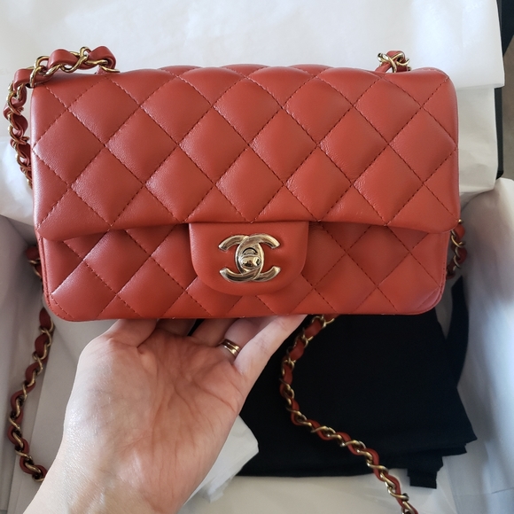 CHANEL 21k Brown, Mini rectangle, Light gold hardware, Lambskin - Picture 3 of 15